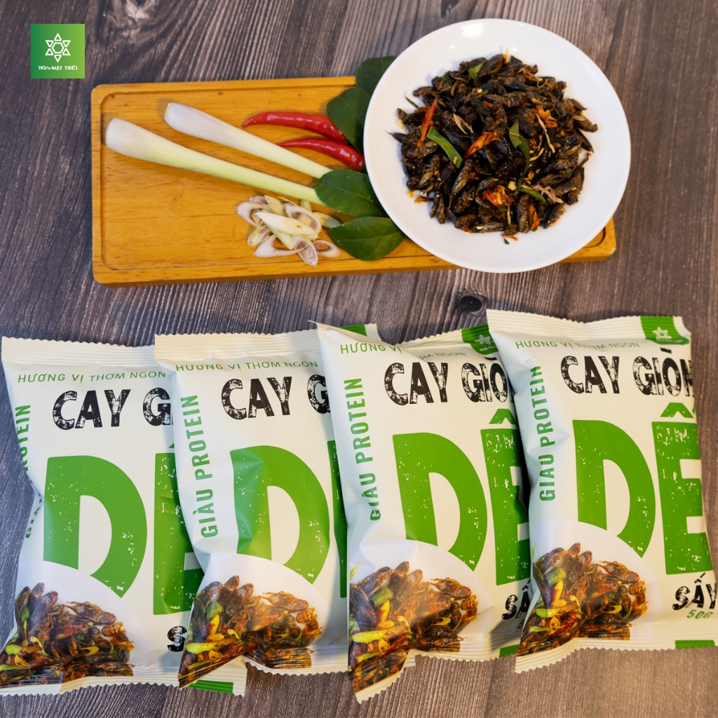 Dế Mèn, Dế Thái Vàng, Dế Sấy Cay Giòn Mồi Nhậu, Món Nhậu - Crispy Spicy Dried Crickets – High Protein Snack