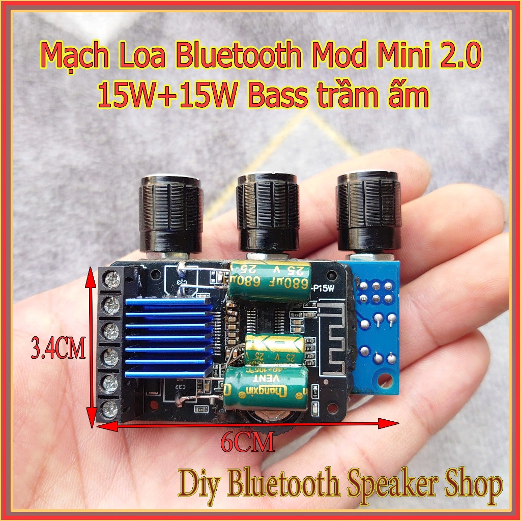 Mạch loa bluetooth mini mod 15w x 15w siêu bass dùng chế loa bluetooth ...