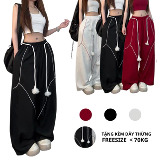 QUẦN KAKI ỐNG RỘNG ROW PHỐI DÂY THỪNG FFCLUB MIX - UNISEX NAM NỮ