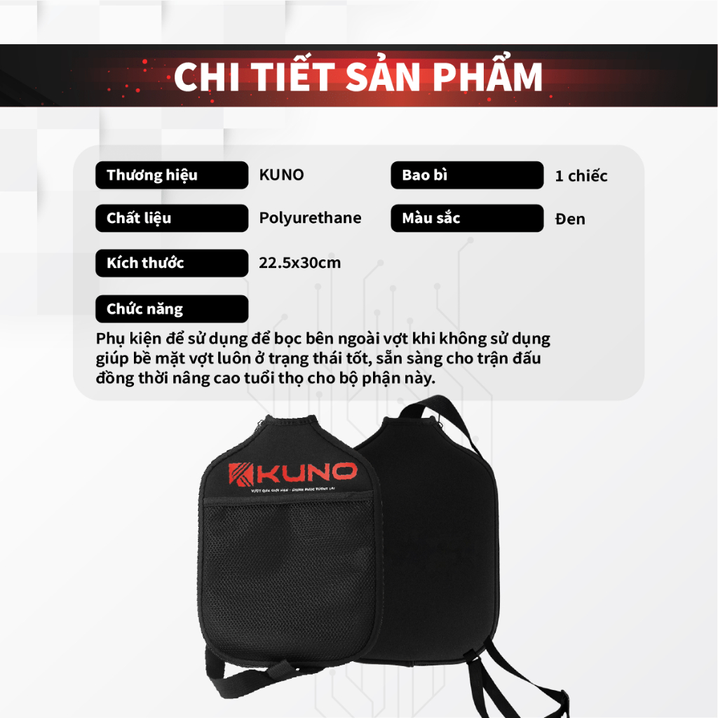 Ảnh Túi Đựng Vợt Pickleball KUNO Chính Hãng, Túi Chống Sốc, Bảo Vệ Mặt Vợt - TPIC02 1