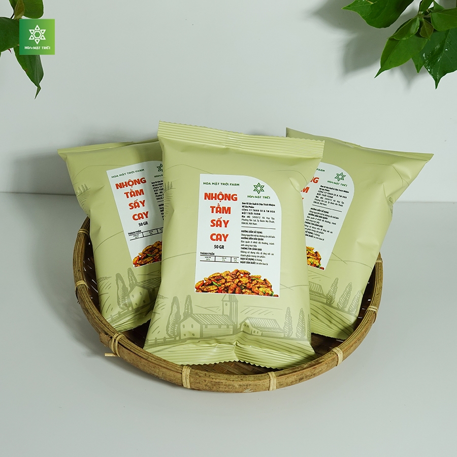 [Combo] Nhộng Tằm Dâu Sấy Cay - Hoa Mặt Trời Farm