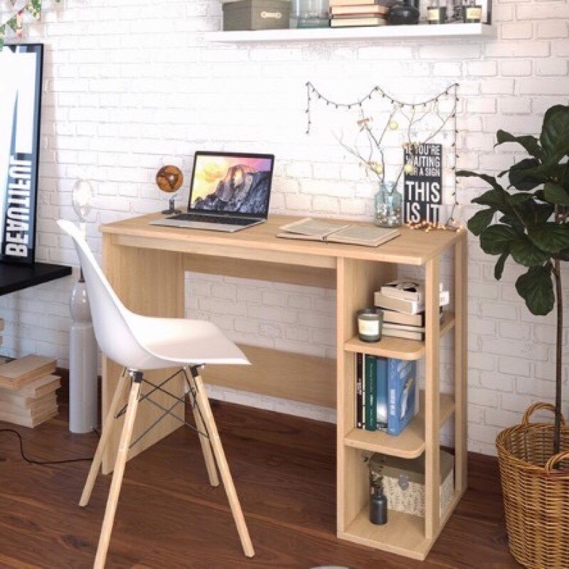 Bàn Học - Bàn Làm Việc Văn Phòng Gỗ MDF Kèm 3 Ngăn Để Sách Thông Minh Chống Mối Mọt