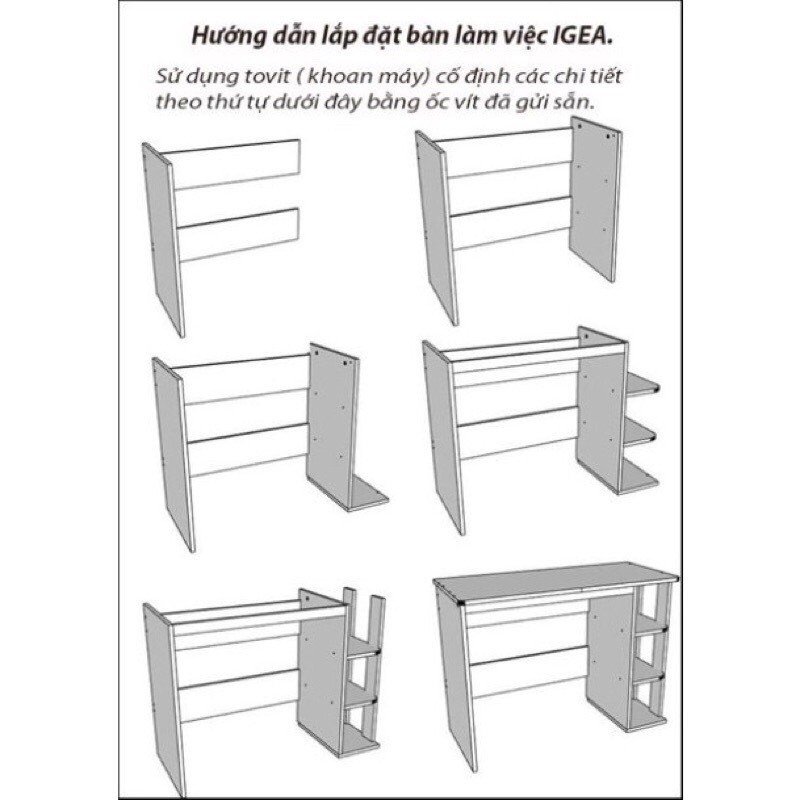 Bàn Học - Bàn Làm Việc Văn Phòng Gỗ MDF Kèm 3 Ngăn Để Sách Thông Minh Chống Mối Mọt