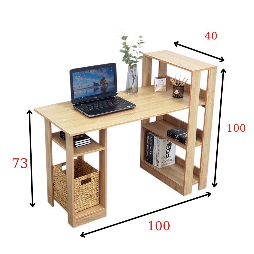 Bàn làm việc , bàn học dáng chữ L kèm giá để sách tiện lợi thời thượng