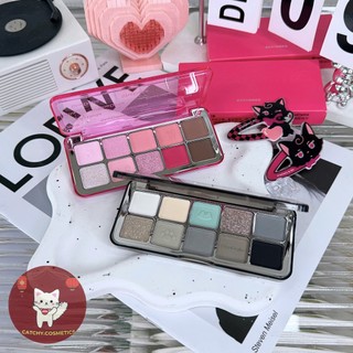 [SHEDELLA] Bảng Phấn Mắt Shedella 10 Ô Vỏ Hồng Chú Mèo, Tone Màu Lạnh Nhũ Lì 13g
