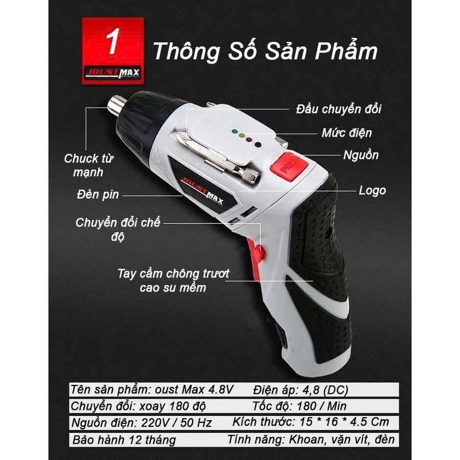 Máy khoan vặn vít không dây Auto 12V, Máy Bắt Vít Cầm Tay 45 Chi Tiết tốc độ có đảo chiều thế hệ mới