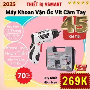 Máy khoan vặn vít không dây Auto 12V, Máy Bắt Vít Cầm Tay 45 Chi Tiết tốc độ có đảo chiều thế hệ mới
