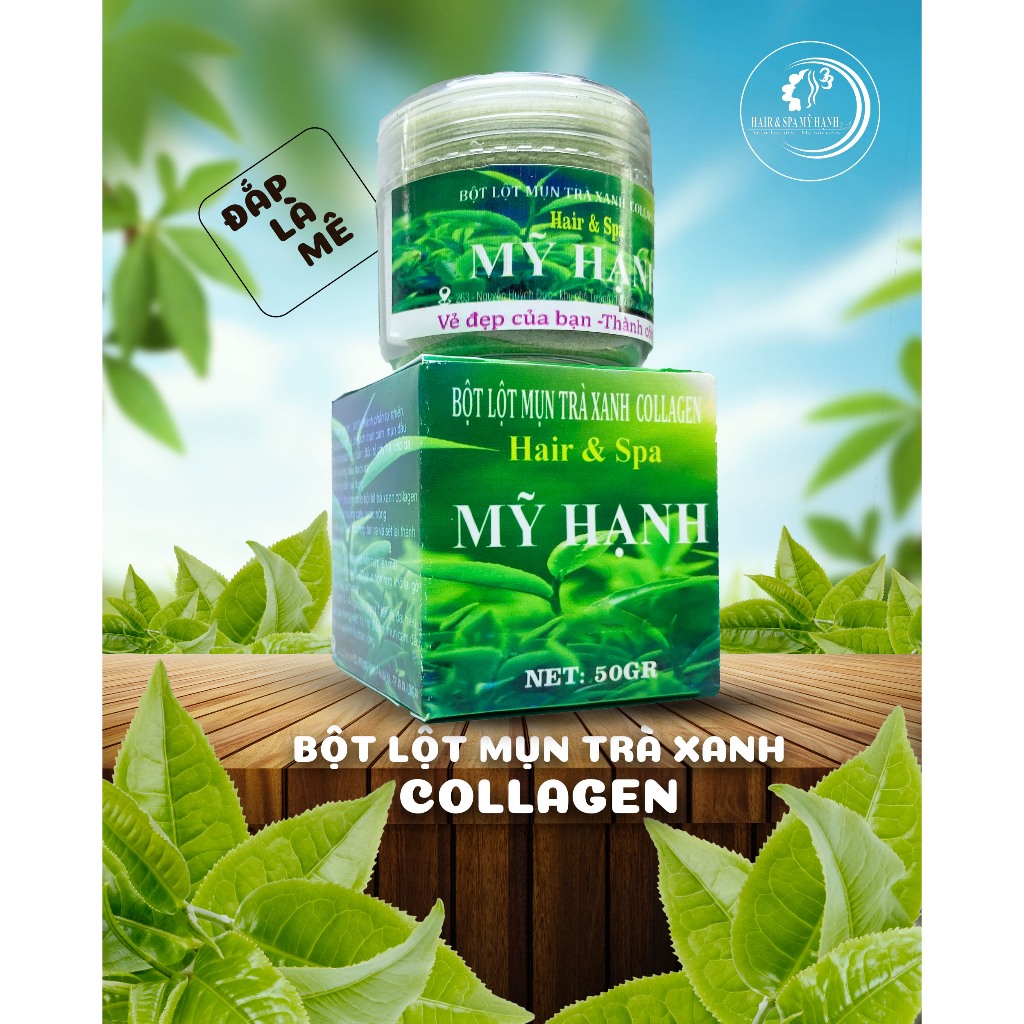 Bột lột mụn trà xanh collagen Mỹ Hạnh ,làm sạch mụn cám mụn đầu đen ,chất bả nhờn ,50g