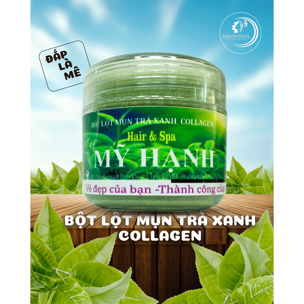 Bột lột mụn trà xanh collagen Mỹ Hạnh ,làm sạch mụn cám mụn đầu đen ,chất bả nhờn ,50g