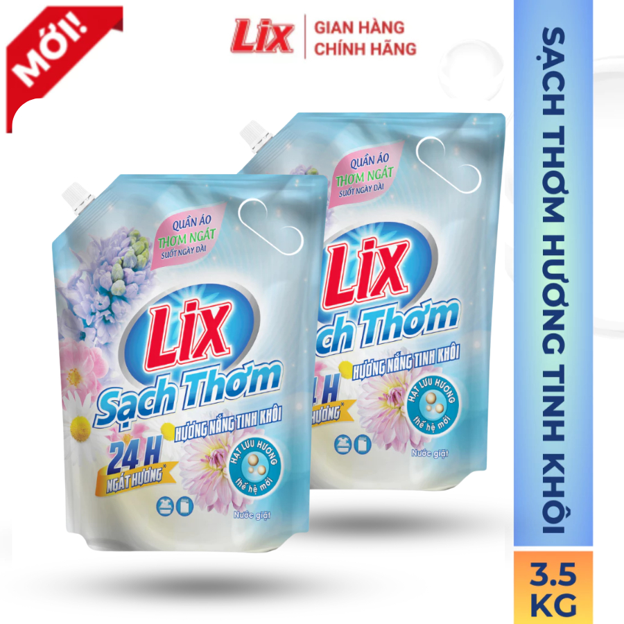 Ảnh Combo 2 túi nước giặt Lix 3,5KG/ túi hương nắng tinh khôi Lixco Việt Nam nước giặt Lix cho giặt tay và giặt máy 2C-17503 3