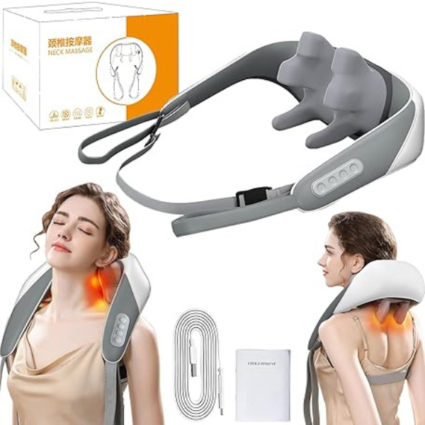 Máy mát xa cho cổ và vai bằng nhiệt, Máy mát xa cổ vai gáy Mini Massager, Massage mô phỏng bằng tay Đầu lớn 5D