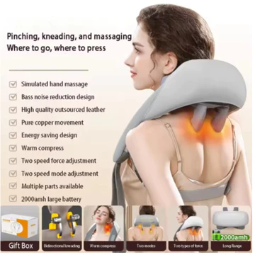 Máy mát xa cho cổ và vai bằng nhiệt, Máy mát xa cổ vai gáy Mini Massager, Massage mô phỏng bằng tay Đầu lớn 5D