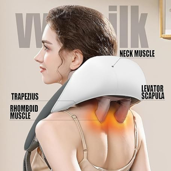 Máy mát xa cho cổ và vai bằng nhiệt, Máy mát xa cổ vai gáy Mini Massager, Massage mô phỏng bằng tay Đầu lớn 5D