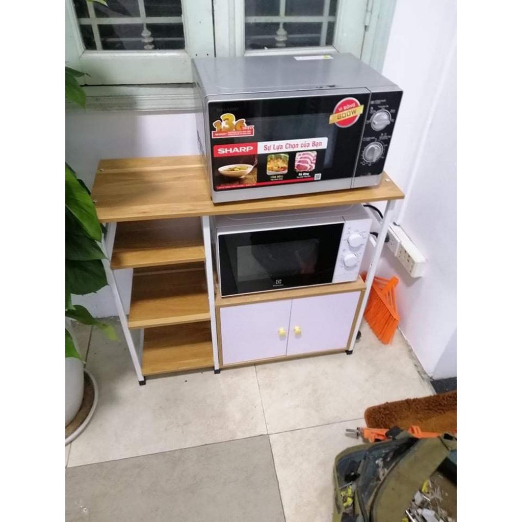 Kệ Nhà Bếp 🌟 FREESHIP 🌟 Kệ Để Lò Vi Sóng 2 tầng 3 ngăn có tủ đựng đồ đa năng tiện ích
