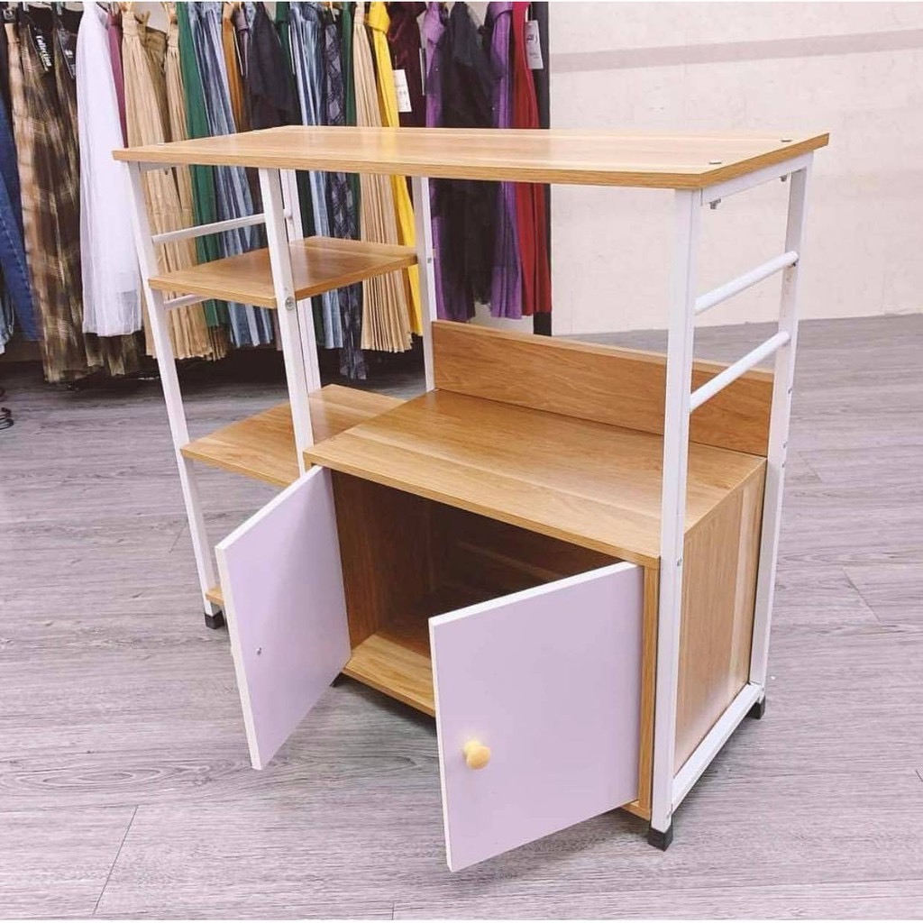 Kệ Nhà Bếp 🌟 FREESHIP 🌟 Kệ Để Lò Vi Sóng 2 tầng 3 ngăn có tủ đựng đồ đa năng tiện ích