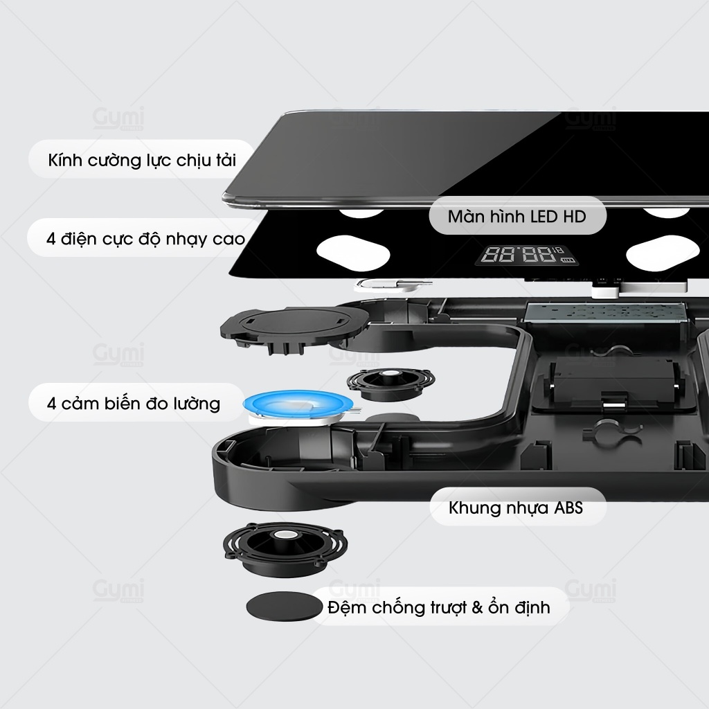 [Tặng Pin] Cân Điện Tử Sức Khỏe Thông Minh - Kết Nối Bluetooth, Tặng Kèm Pin - CanSucKhoe01