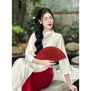 Áo Dài Cách Tân Dáng Suông, Áo Dài Vải Lụa Thọ Rơi, Áo Dài Gấm Sang Trọng Lịch Sự