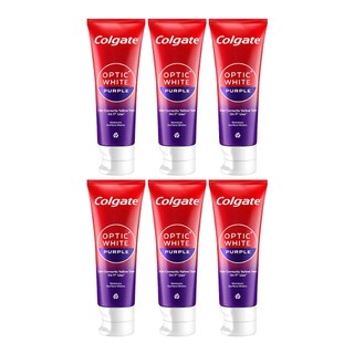 Bộ 6 Kem Đánh Răng Colgate trắng răng Optic White Purple 100g công nghệ sắc tím, trung hòa ố vàng tức thì