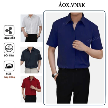 Áo sơ mi nam tay ngắn- áo sơ mi nam giá rẻ- áo sơ mi nam đẹp- áo trắng tay ngắn Ẩn cúc- sơmi đỏ nam