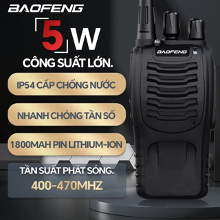 Combo 2 Cái Bộ Đàm Baofeng BF888S Kèm Tai Nghe Cự Ly Đến 5km Full Phụ Kiện, 16 Kênh Tần Số 400.00- 470.00MHz