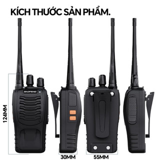 Combo 2 Cái Bộ Đàm Baofeng BF888S Kèm Tai Nghe Cự Ly Đến 5km Full Phụ Kiện, 16 Kênh Tần Số 400.00- 470.00MHz