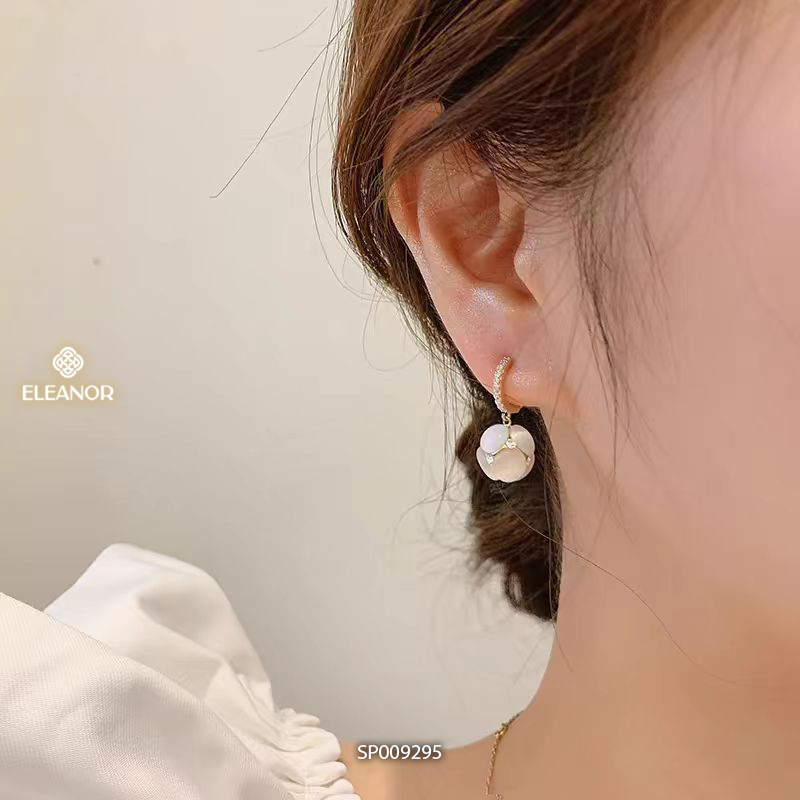 Bông tai nữ chuôi bạc 925 Eleanor Accessories đính đá mắt mèo phụ kiện trang sức khuyên tai 9295