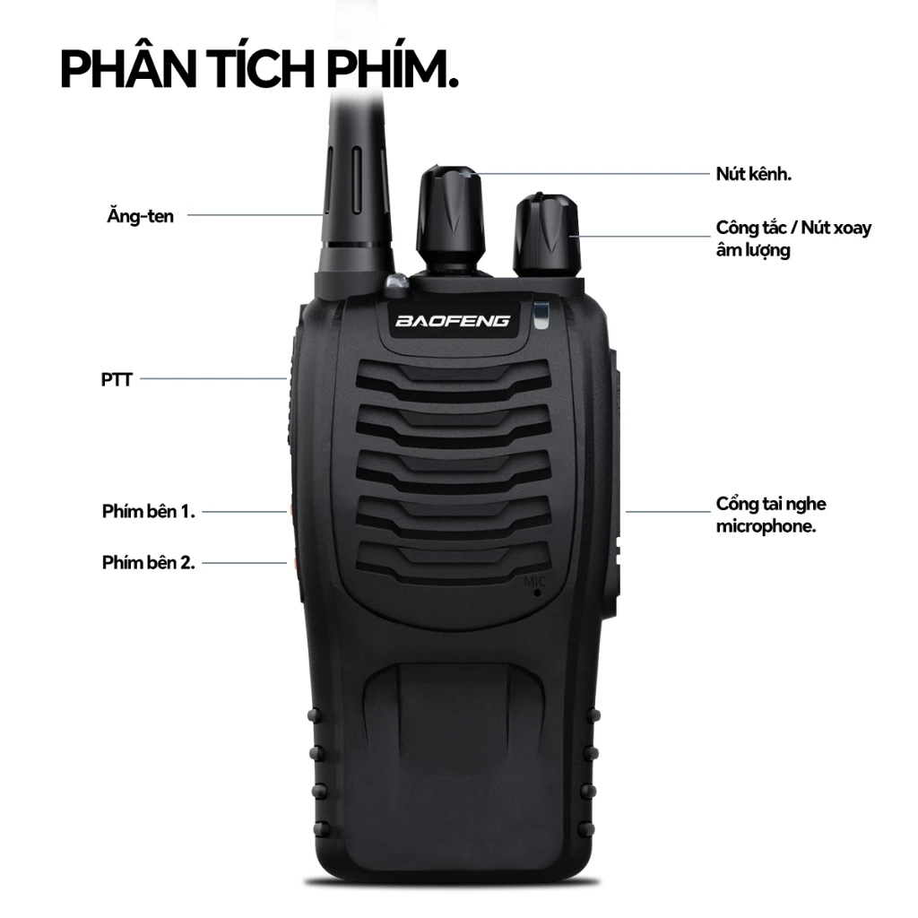 Bộ Đàm Baofeng BF-888S Chính Hãng Khoảng Cách Từ 3Km Đến 5Km, Gồm 16 Kênh, Chất Lượng Âm Thanh Chuẩn