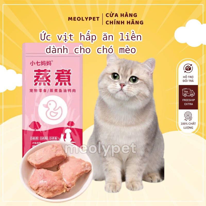 Ức vịt hấp bổ sung dầu cá giúp mượt lông phù hợp cho chó mèo kén ăn