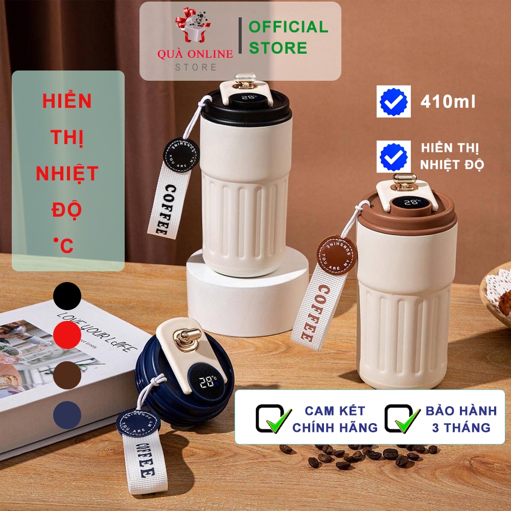Quà tặng Ly giữ nhiệt Coffee Inox cao cấp hiển thị nhiệt độ khắc tên theo yêu cầu | Cốc giữ nhiệt
