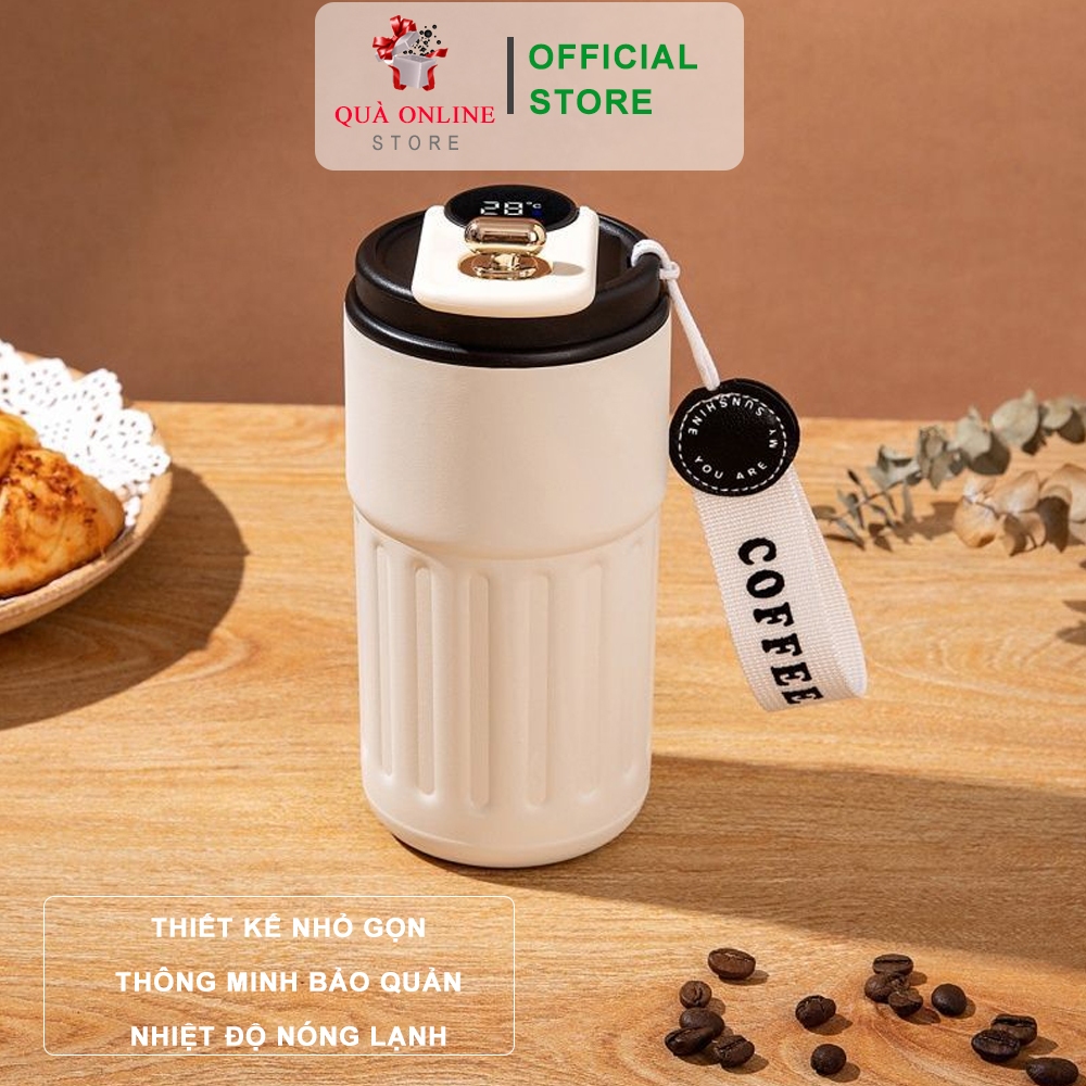 Quà tặng Ly giữ nhiệt Coffee Inox cao cấp hiển thị nhiệt độ khắc tên theo yêu cầu | Cốc giữ nhiệt