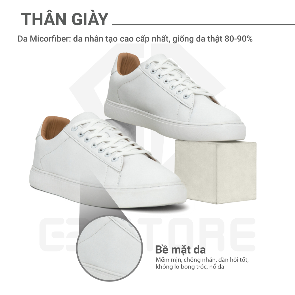 Ảnh Giày nam trắng G2 Hera giày sneaker giày thể thao thời trang cao cấp dùng làm tập gym chính hãng 4