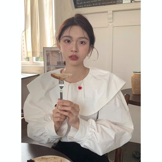 Áo Sơ Mi Cổ Bèo BabyDoll Dáng Rộng Tay Phồng Dài Phong Cách Điệu Đà Tiểu Thư