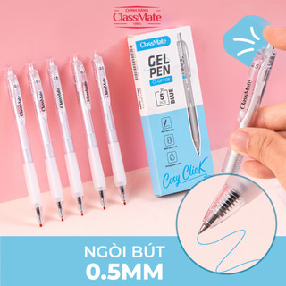 Hộp Bút Gel Bấm Ngòi 0.5mm CLASSMATE, Bút Bi Gel Mực Xanh Đen Không Thấm Nước Dùng Ghi Chép, Làm Bài Thi