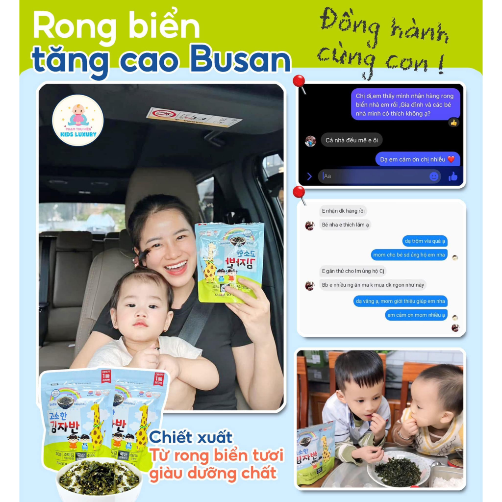 Rong Biển Tăng Cao BUSAN SIZE 40G Hàn Quốc, Giúp Bé Cao Lớn, Bổ Sung Chất Xơ Vitaminn
