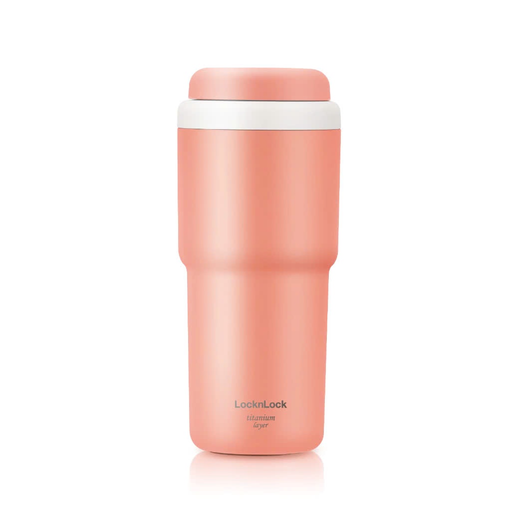 Bình giữ nhiệt LocknLock Daily Macaron Tumbler LHC3291 Màu Đỏ Cam 480ml, Thép Không Gỉ Mạ Titan - K-MALL