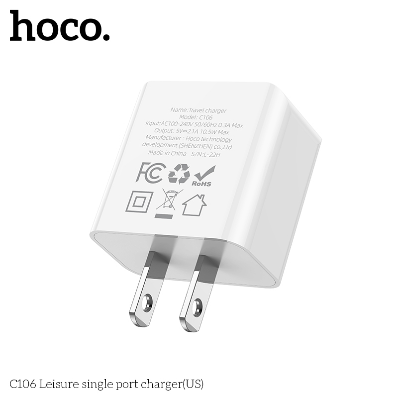 Hoco Chính Hãng - Bộ Sạc Hoco C106 10.5W, Kèm Dây Sạc, Cao Cấp, Chống Đứt - Cho IP, Micro, Type C
