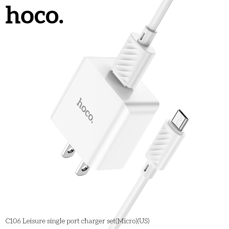 Hoco Chính Hãng - Bộ Sạc Hoco C106 10.5W, Kèm Dây Sạc, Cao Cấp, Chống Đứt - Cho IP, Micro, Type C