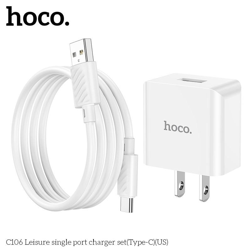 Hoco Chính Hãng - Bộ Sạc Hoco C106 10.5W, Kèm Dây Sạc, Cao Cấp, Chống Đứt - Cho IP, Micro, Type C
