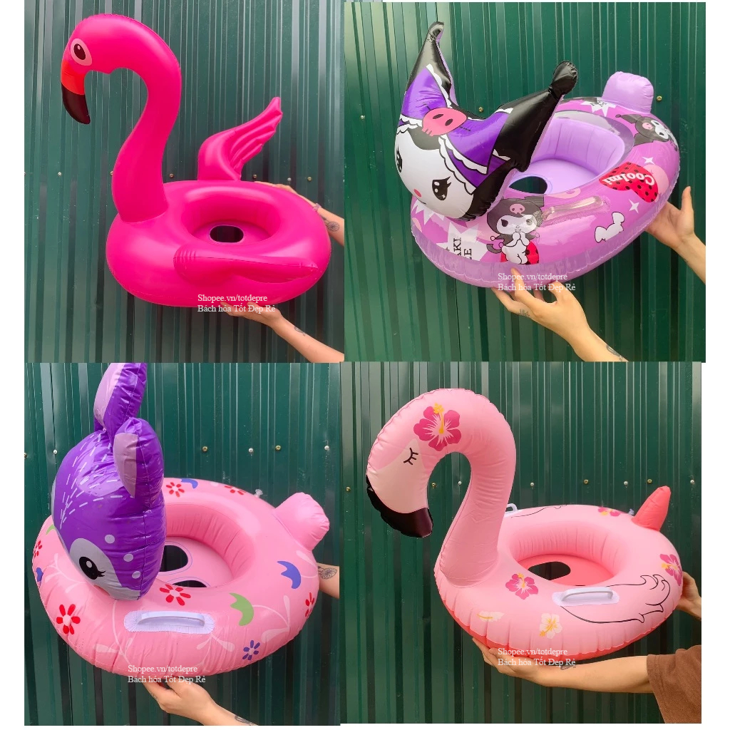 Phao bơi ngồi xỏ chân hình con vật ngộ nghĩnh con cá thiên nga Koromi Vịt cho bé bơi an toàn