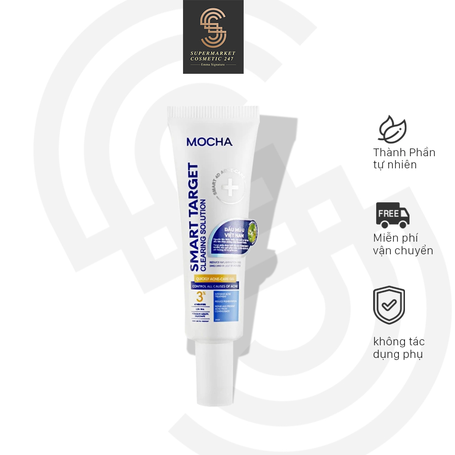 Kem Dưỡng Giảm Mụn Chuyên Sâu Nhanh Sau 8h Mocha Smart Target Clearing Solution, Giảm Sưng Viêm, Hạn Chế Thâm Sẹo
