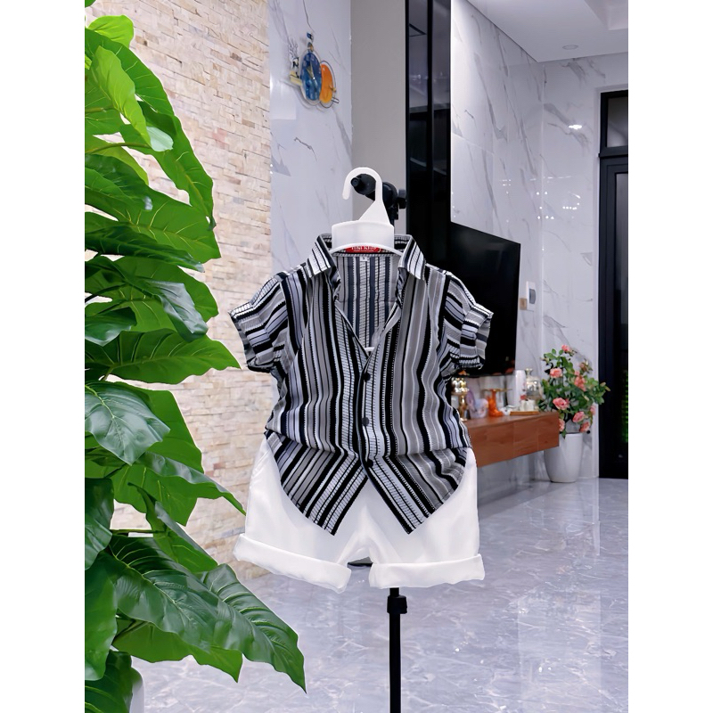 set hoạ tiết hoa đen cho bé trai 10kg-52kg thiết kế cao cấp TONIKIDS