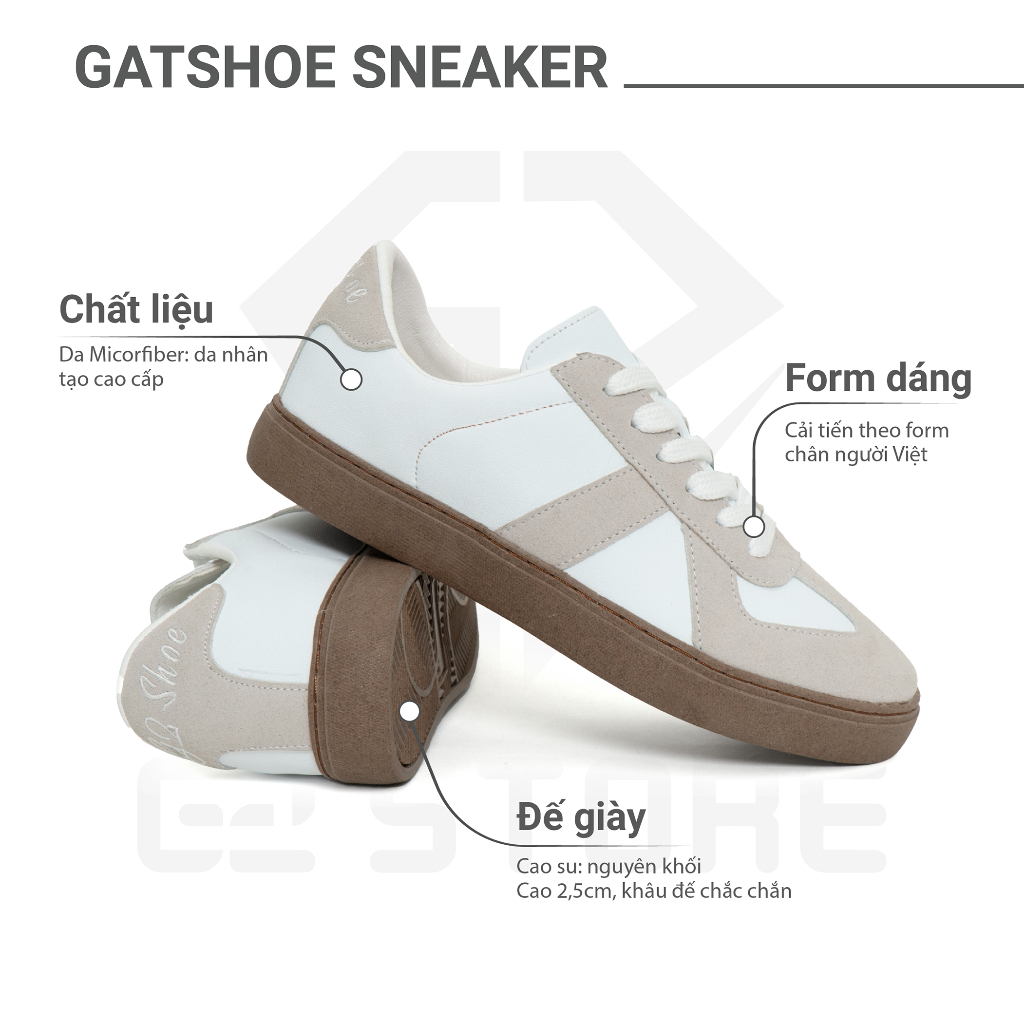 Ảnh Giày thể thao G2 Gat Shoe phong cách thanh lịch, Sneaker trắng basic unisex dễ phối đồ chính hãng 3