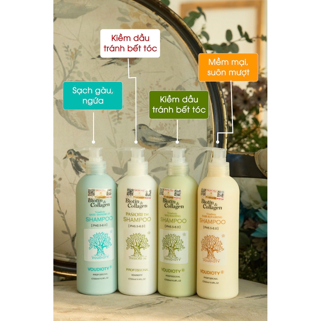 Cặp Gội Xả Biotin Collagen Giảm Rụng Tóc, Ngăn Gàu, Kiềm Dầu, Phục Hồi Tóc  500ml-1000ml