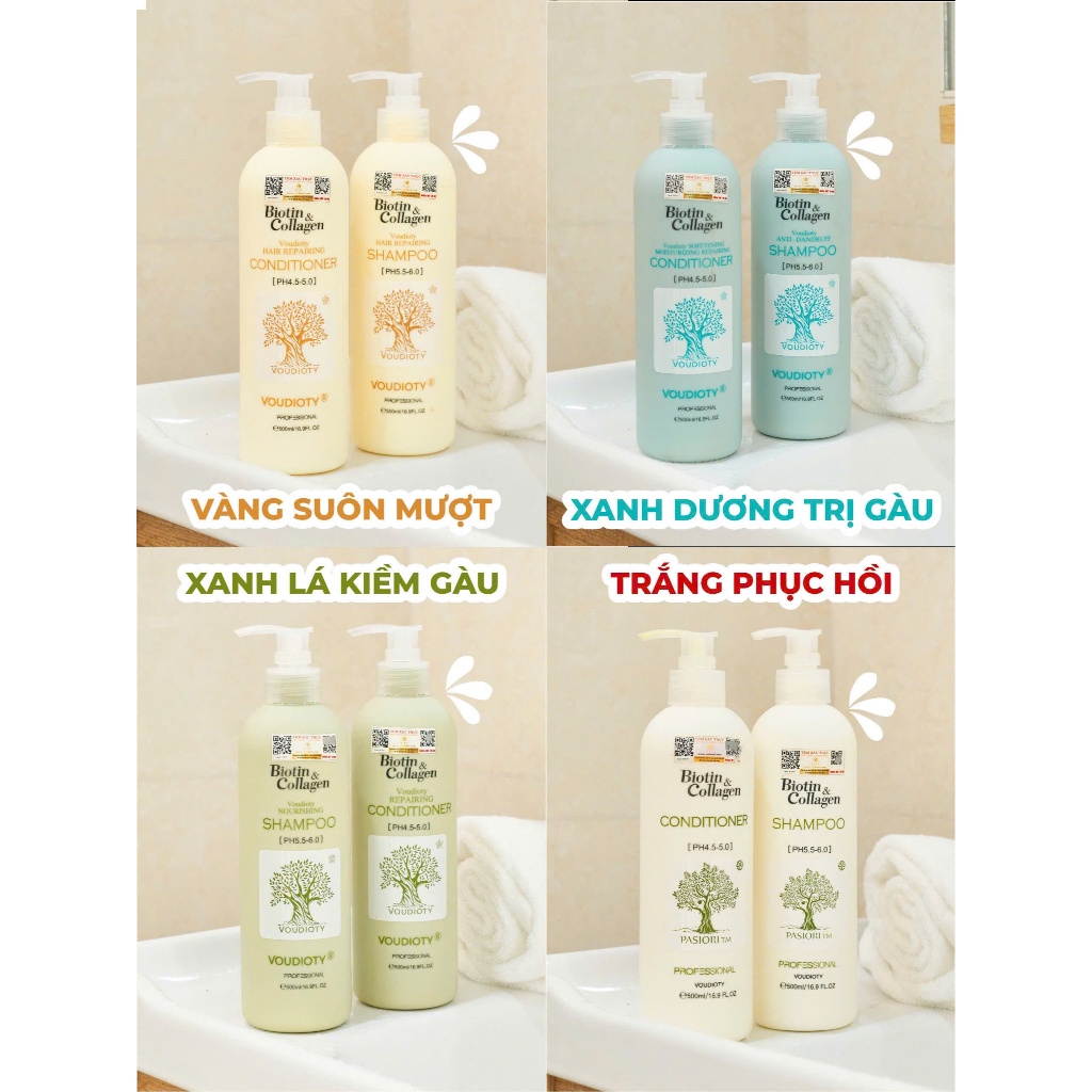 Cặp Gội Xả Biotin Collagen Giảm Rụng Tóc, Ngăn Gàu, Kiềm Dầu, Phục Hồi Tóc  500ml-1000ml