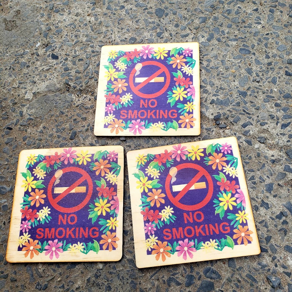 Bảng gỗ cấm hút thuốc, No smoking dán tường kèm băng dính 2 mặt - LynhDecor