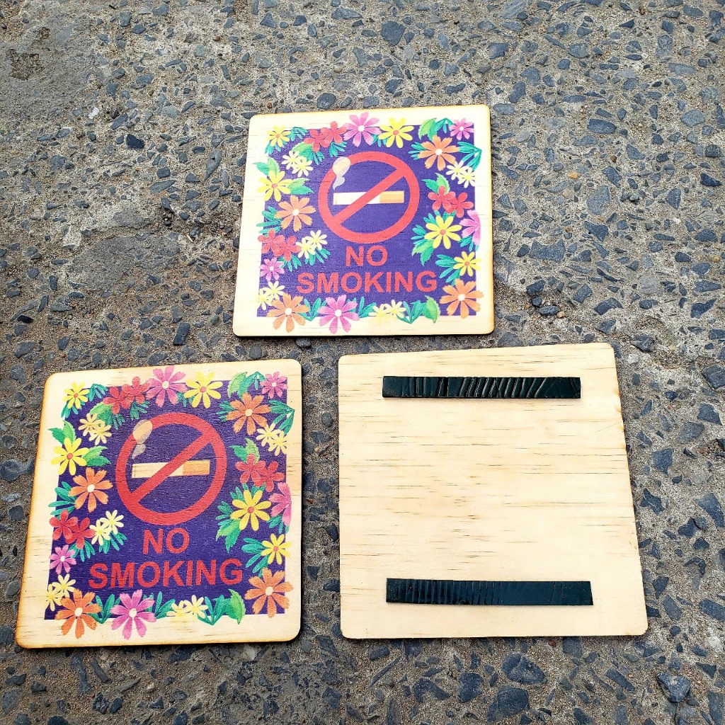 Bảng gỗ cấm hút thuốc, No smoking dán tường kèm băng dính 2 mặt - LynhDecor