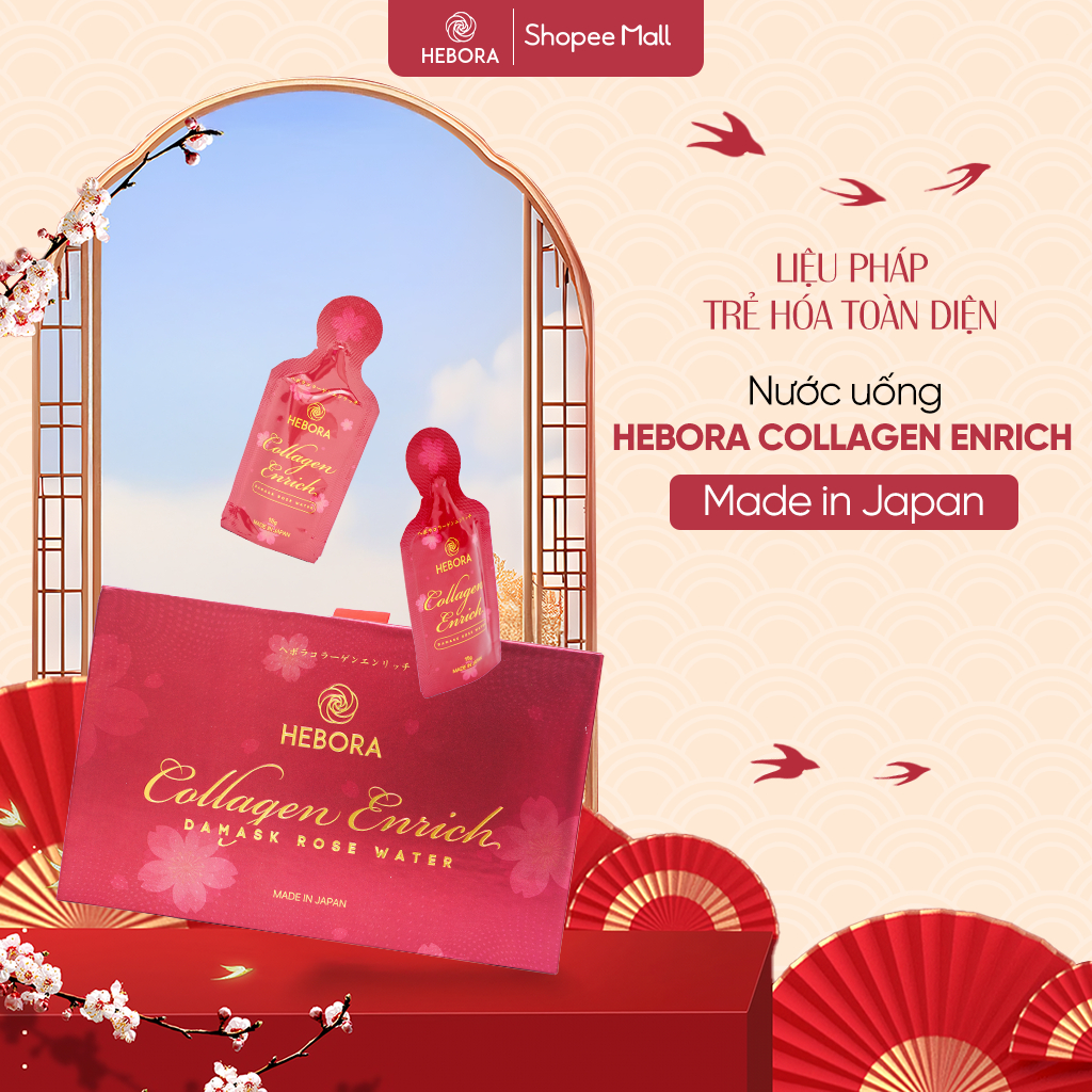 Ảnh Nước uống bổ sung Collagen Hebora Collagen Enrich Damask Rose Water - Hộp 28 túi 1