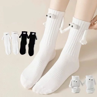 Tất nắm tay có nam châm vớ cổ cao thời trang nam nữ tất cặp đôi vớ couple nhiều màu chất cotton
