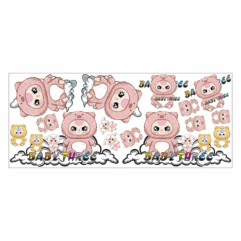 Full bộ tem sticker baby three, thỏ dán xe điện , xe máy dễ thương ...