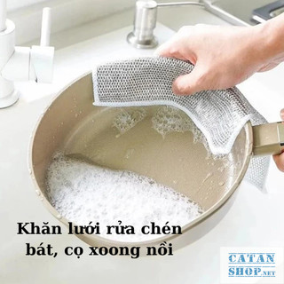 Set 5 Khăn Rửa Chén Kim Loại Đan Lưới 2 Lớp Dày Dặn Cọ Rửa Xoong Nồi Không Bong Tróc, Vệ Sinh Đa Năng-GD797-Kruachenkc